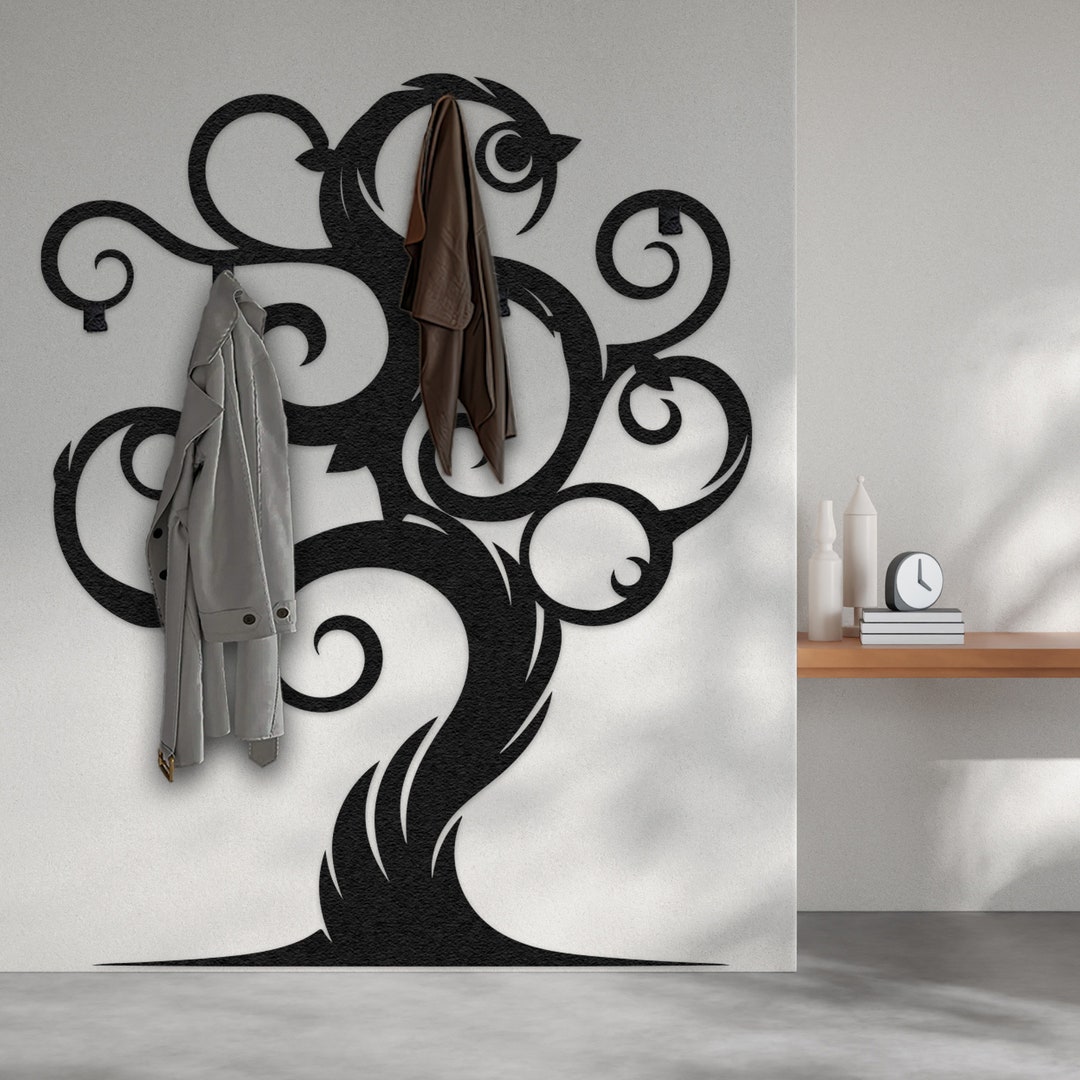 Oversized Tree Metal Wall Coat Rack, Wall Mounted Coat Hooks Hanger ...