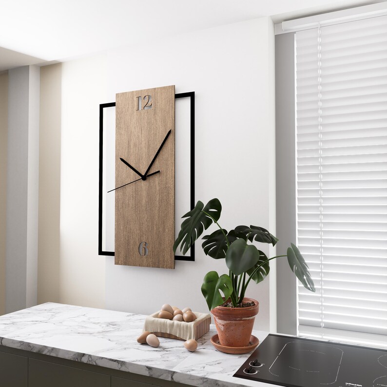 metal wall clock,
wooden clock,
rectangle clock,
living room decor,
home and living,
maple wall clock,
minimalist design,
unique home design,
bedroom decor,
geometric wall sign,
silent wall clock,
christmas gift,
walnut wall clock,