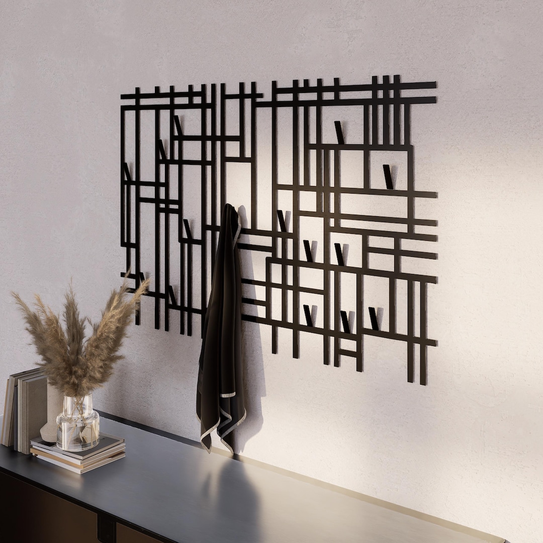 Metal Wall Coat Rack, Abstract Metal Wall Decor,entryway Metal ...