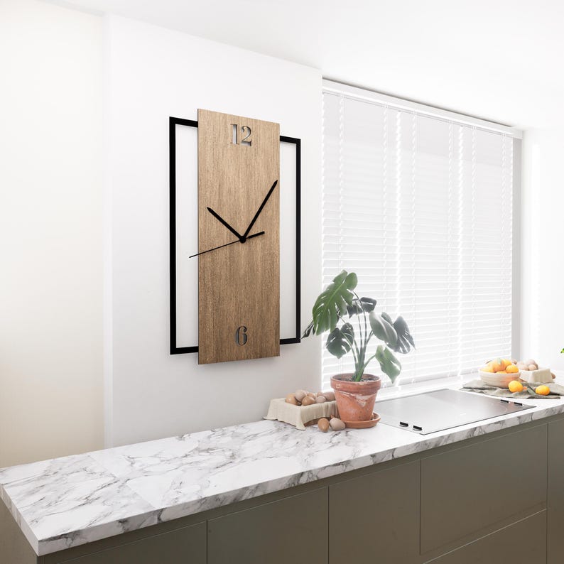 metal wall clock,
wooden clock,
rectangle clock,
living room decor,
home and living,
maple wall clock,
minimalist design,
unique home design,
bedroom decor,
geometric wall sign,
silent wall clock,
christmas gift,
walnut wall clock,
