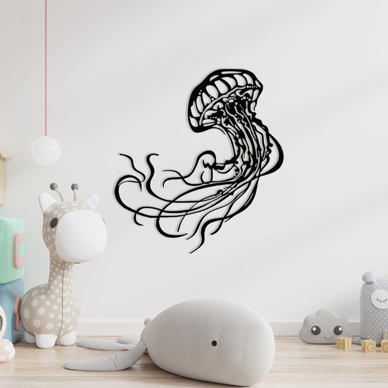Jellyfish Metal Wall Art Marine Animal Metal Wall Decor Etsy