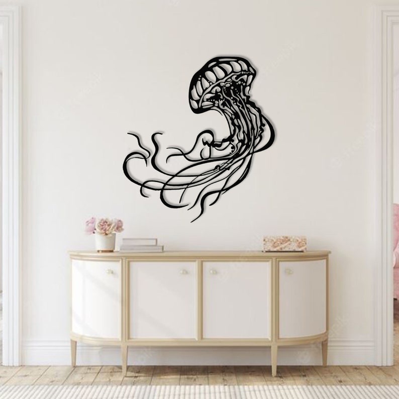 Jellyfish Metal Wall Art Marine Animal Metal Wall Decor Etsy