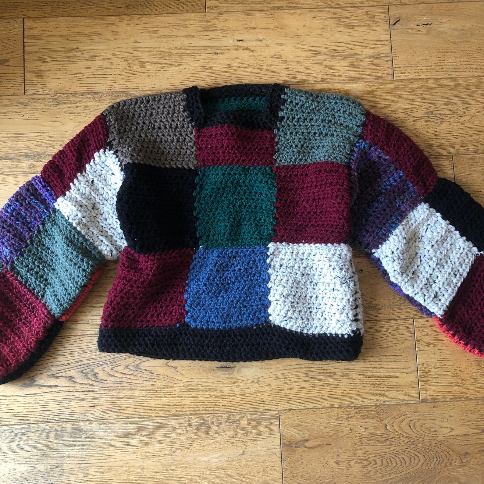 crochet patchwork jumper