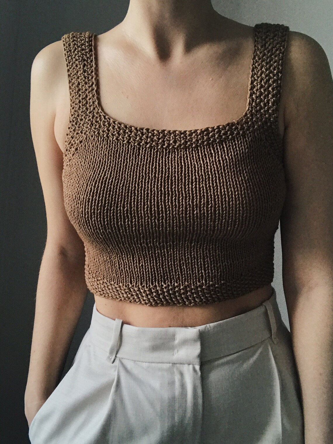 Knitted cotton merino wool crop top Etsy