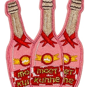 Champagne Bottles - Embroidered Iron on Patch