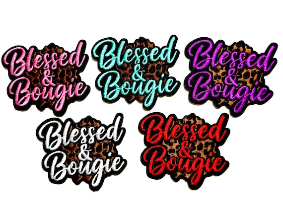 Blessed and Bougie patches multiple colors to choose from - Embroidered Iron on patches