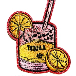 Tequila drink with lemons patch - Embroidered DIY Iron on patch
