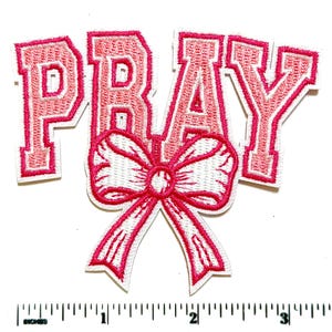 Pray with bow patch - Embroidered DIY Iron on patch