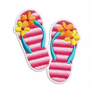 Colorful flip flops diy patch summer - Embroidered Iron on patch