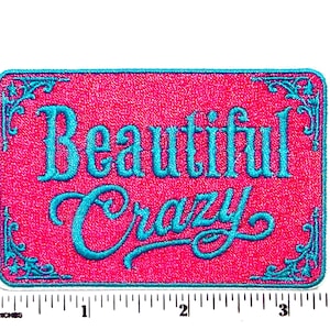 BeautifulCrazy hot pink & teal Embroidered Patch - Iron On Applique