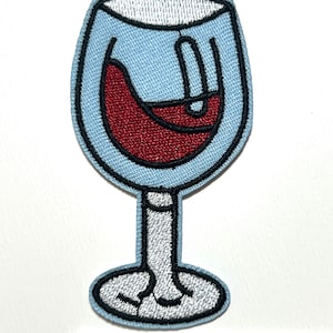 Glass of Red Wine - Embroidered Iron on patch