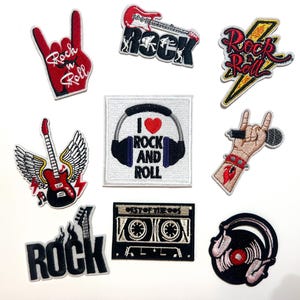 Rock & Roll - Embroidered Iron on patches - Variety
