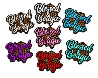 Blessed and Bougie patches multiple colors to choose from - Embroidered Iron on patches