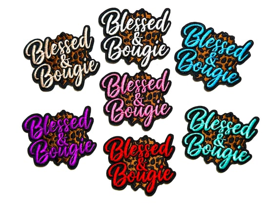 Blessed and Bougie patches multiple colors to choose from - Embroidered Iron on patches
