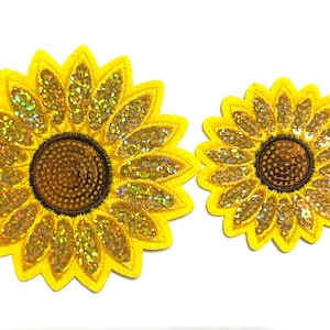 Sunflower Sequins patches 2.5” or 3.5” - Sequins DIY Iron on patch