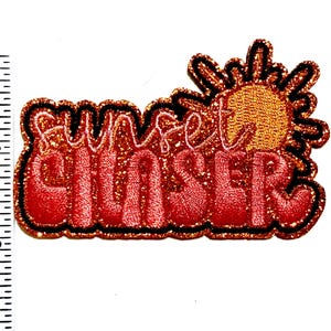 Sunset Chaser patch - Embroidered DIY Iron on patch with glitter