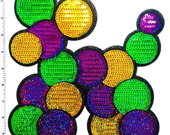 Mardi Gras Bead Dog patch - Sequins Iron on patch