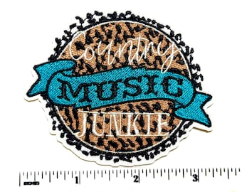 Country Music Junkie patch - Embroidered DIY Iron on patch