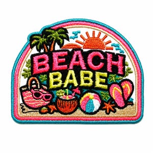 Beach babe patch - Embroidered DIY Iron on applique