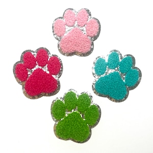 Paw Print - Chenille & Glitter iron on patch