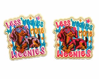 Less Meanies more Weenies striped patch - Embroidered DIY iron on applique