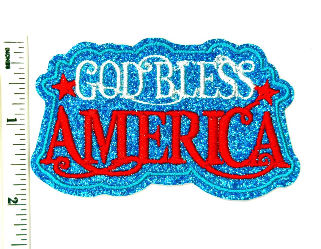God Bless America With Blue Glitter Patch - Embroidered DIY Iron on ...