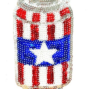 American Flag soda / beer can patch - Sequins DIY Iron on patch