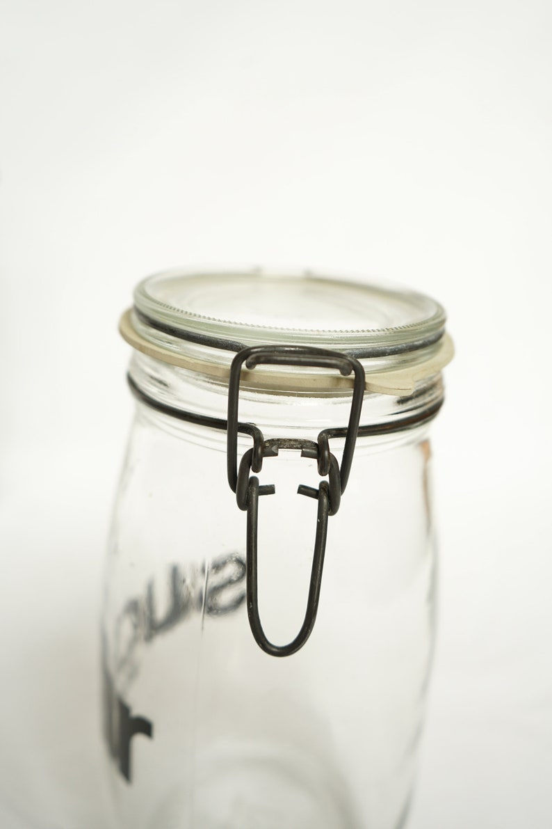 Vintage Glass Kitchen Canisters Set 4 Minimalism Countertop Mid Century Modern Flour Sugar Coffee Tea Wheaton Locking Lids
