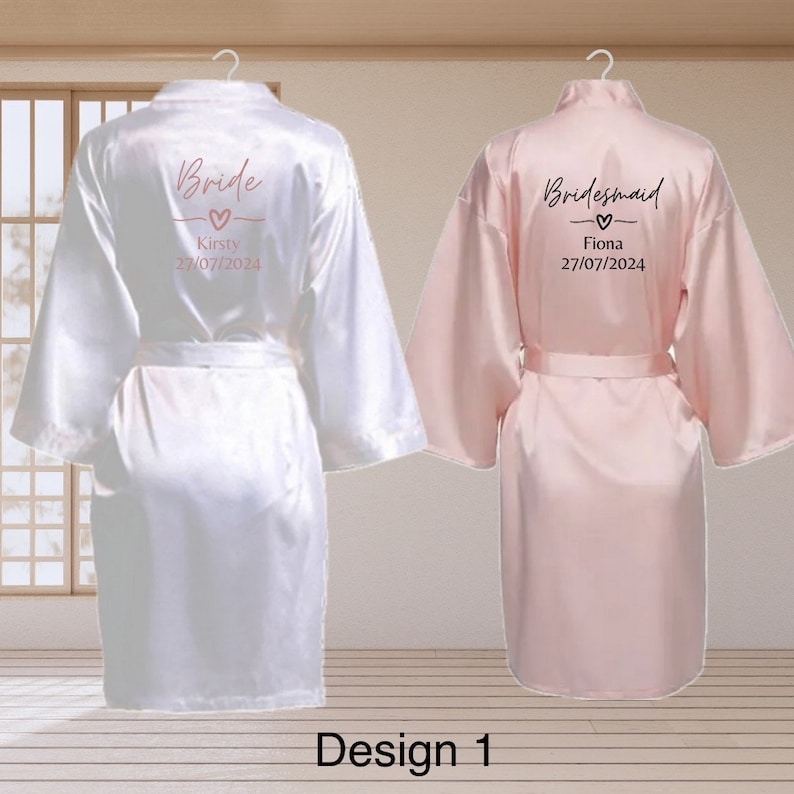 Wedding robe personalised wedding gown wedding dressing gown Satin robe image 1