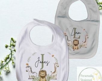 Personalised Bib | Name Bib | Baby Gift | Safari Bib |