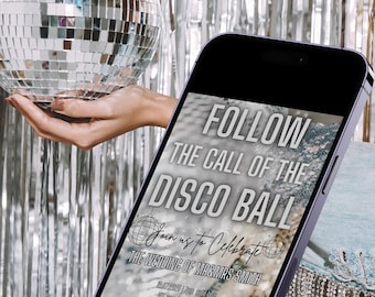 Disco Ball Wedding Invitation: Party Theme, Printable Invite (Digital Download)