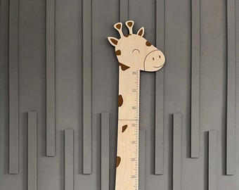 Gráfico de crecimiento de jirafa Gráfico de crecimiento de madera Decoración de vivero de madera Gráfico de altura de madera para niños Gráfico de crecimiento personalizado Regla personalizada