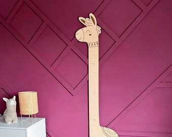 Personalized growth chart  Wooden Nursery Decor Alpaca Growth chart Wooden  Height Chart for Kids  Wooden Growth Chart