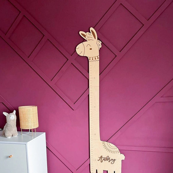 Personalized growth chart  Wooden Nursery Decor Alpaca Growth chart Wooden  Height Chart for Kids  Wooden Growth Chart