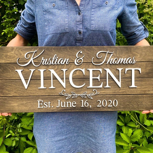 Personalized Wedding Gift, Custom Wood Sign, Established Sign, Family Name Sign, Couples Name Sign,Family Name Sign,Wooden Name Sign