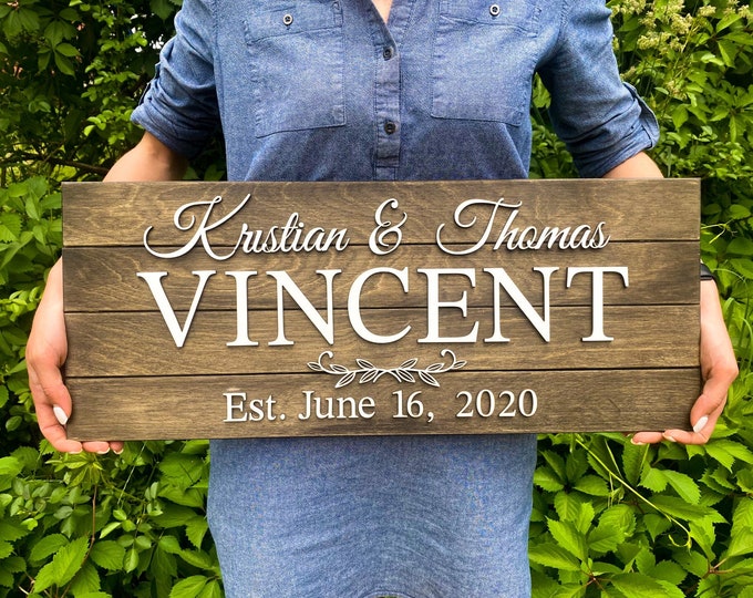 Personalized Wedding Gift, Custom Wood Sign, Established Sign, Family Name Sign, Couples Name Sign,Family Name Sign,Wooden Name Sign
