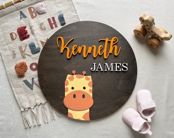 Wood Round Name Sign Nursery Name Sign Nursery Wall Art Name Plaque Decor Above Crib Personalized Baby  Gift