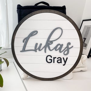 Round Nursery Name Sign Circle Name Sign Above Crib Sign Kids Room Decor Name Sign for Nursery Boy Girl Wooden Name Sign