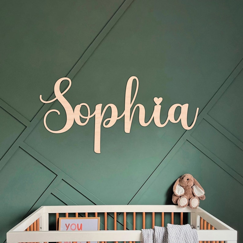 Namensschild aus Holz Holzbuchstaben Namensschild Benutzerdefinierte Kinderzimmer Dekor Name Wanddekor Schild für Kinderzimmer Personalisiertes Namensschild Holzbuchstaben Baby Kinderzimmer Bild 9