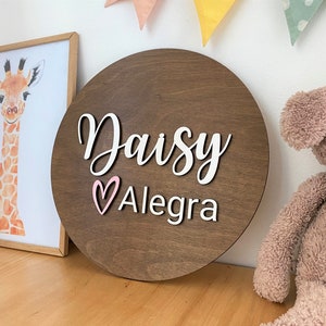 Round Wood Nursery Name Sign  Name Sign  Wooden Name Sign  Above Crib Sign  Circle Name Sign Kids Room Decor Baby Shower Gift