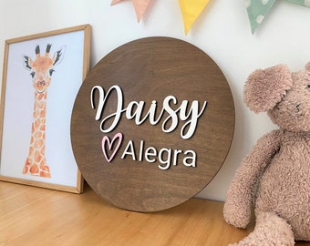 Round Wood Nursery Name Sign  Name Sign  Wooden Name Sign  Above Crib Sign  Circle Name Sign Kids Room Decor Baby Shower Gift