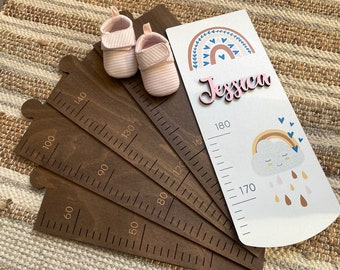 Personalized growth chart Wooden growth chart Wooden growth ruler Family growth chart