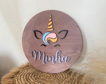 Panneau de nom en bois rond Baby Shower Cadeau Nom de bébé Signe De bébé Signe rond Signe de nom personnalisé Signe de chambre d’enfants Décor de chambre