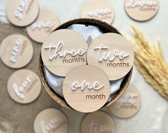 Houten Maandelijkse Mijlpalen Baby Maandelijkse Milestone Marker Baby Shower Gift Gepersonaliseerde Baby Milestone Maandelijkse Baby Aankondiging Teken