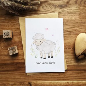 Sheep card with birth envelope | Announcement card | Invitation card | Birthday card | Gift Card | Farm animals