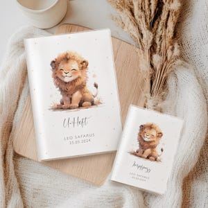 Lion Child Health Record & Vaccination Booklet Cover | Safari | Personalizable with Name and Date | Child Health Record with Pocket | Health Record Booklet Cover | Vaccination Booklet Cover