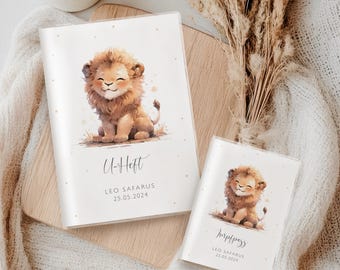 Lion Child Health Record & Vaccination Booklet Cover | Safari | Personalizable with Name and Date | Child Health Record with Pocket | Health Record Booklet Cover | Vaccination Booklet Cover