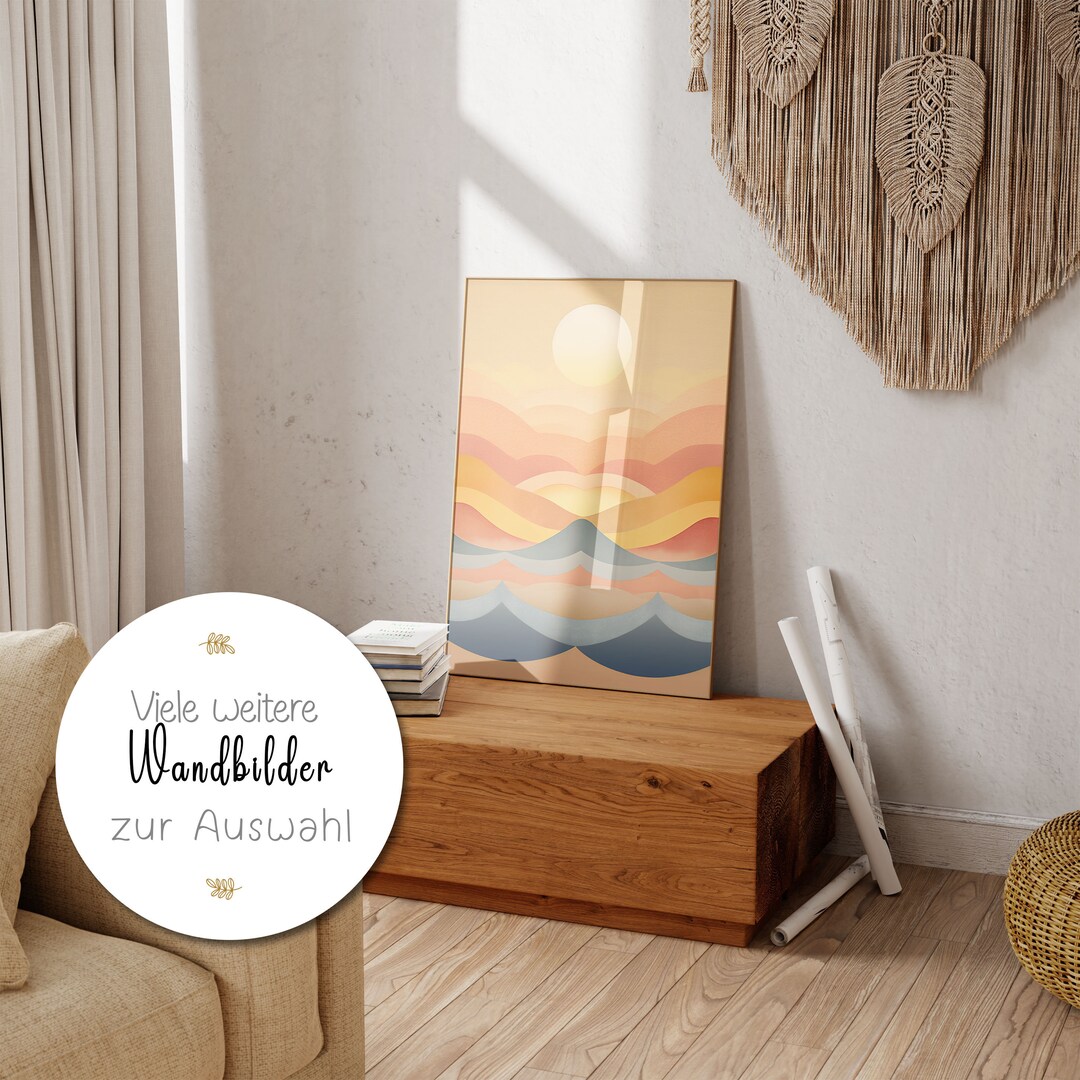 Boho Poster Set Sunrise Geometric Modern Art Minimalist Style Pastel ...