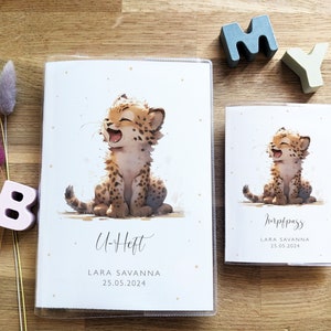 Leopard U-boekje & vaccinatiebewijs omslag | Safari| Personaliseerbare naam en datum | U-boekje met vak | Omslag examenboekje | Vaccinatiecertificaat dekking