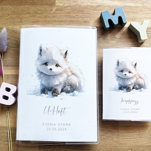 Polarfuchs U-Heft & Impfpass Hülle | Wintertiere | Personalisierbar Name  | UHeft mit Fach | Untersuchungsheft Hülle | Impfpass Hülle